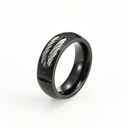 chain inlay steel ring RS40697