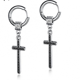steel cross earring E0306